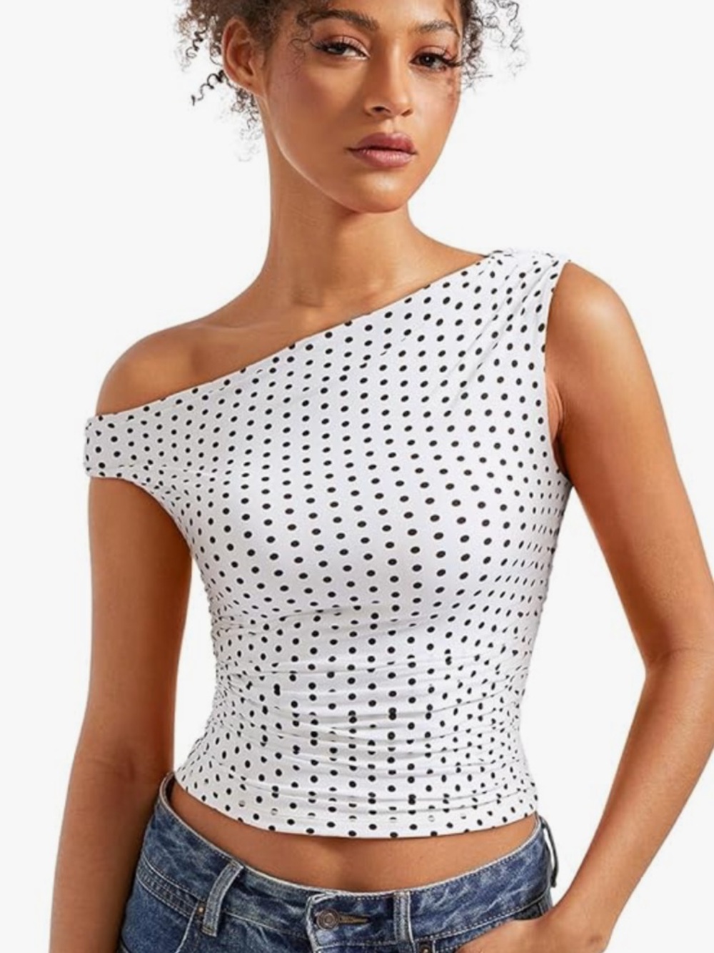 polka dot suuksess off the shoulder top